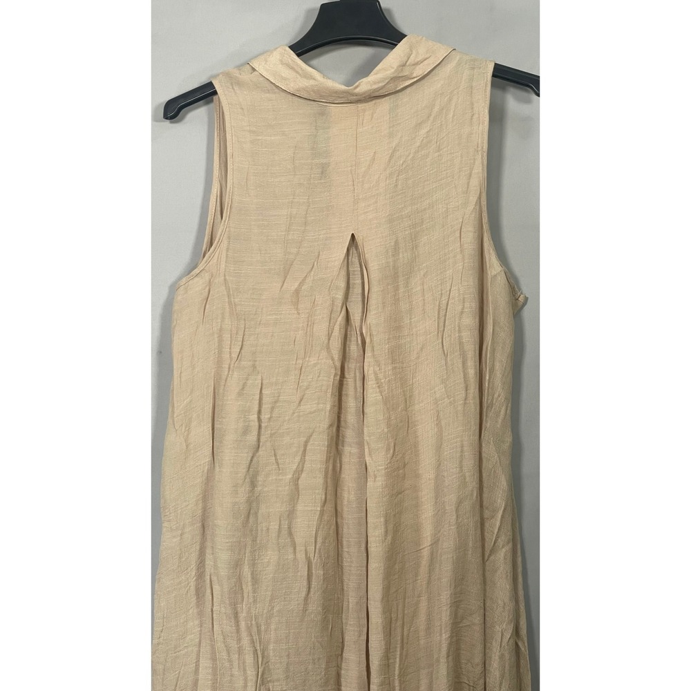 Mlle Gabrielle NWT Womens 2X Tan Sleeveless Button Down Shirt Dress High Low - Picture 6 of 13